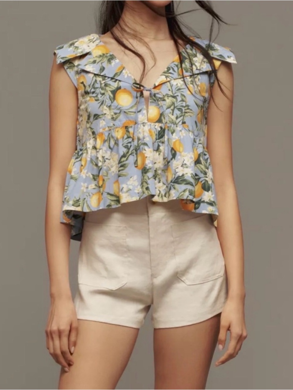 Maeve Babydoll Blouse— Blue Lemon